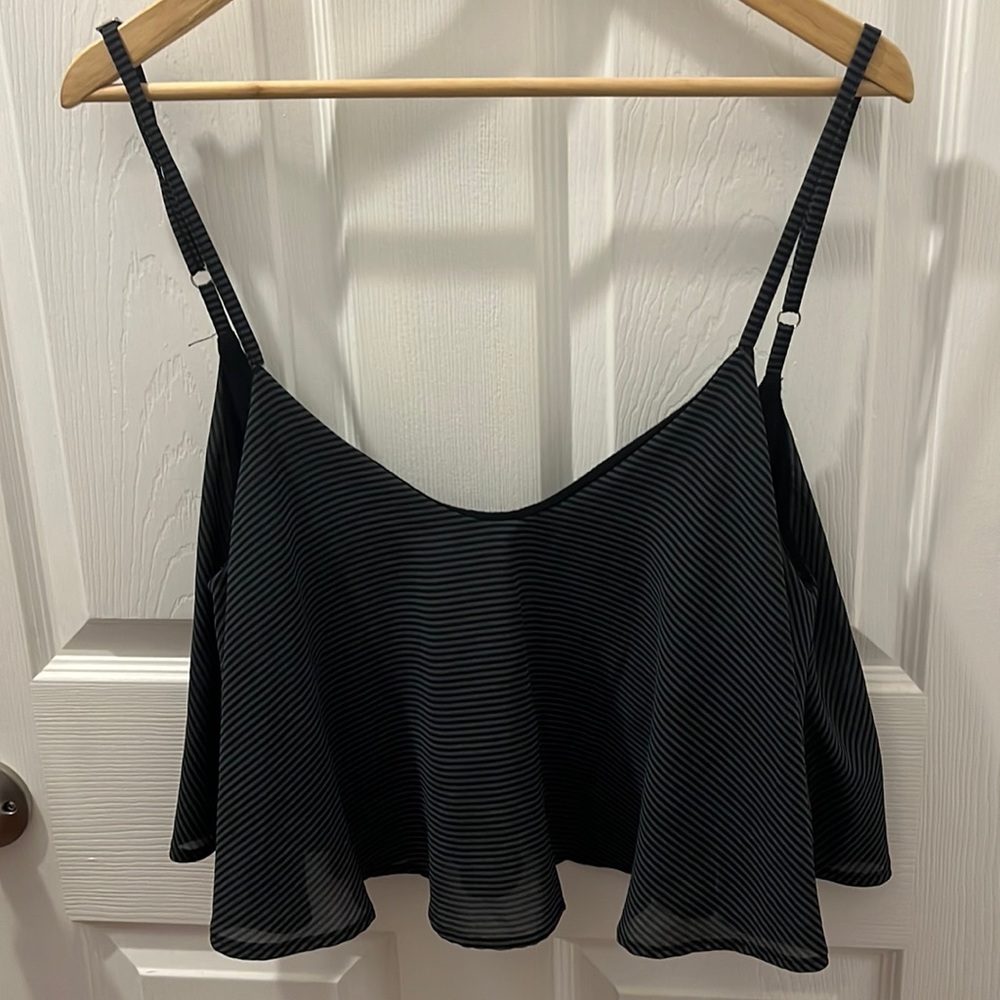 Grey and black stripped crop top